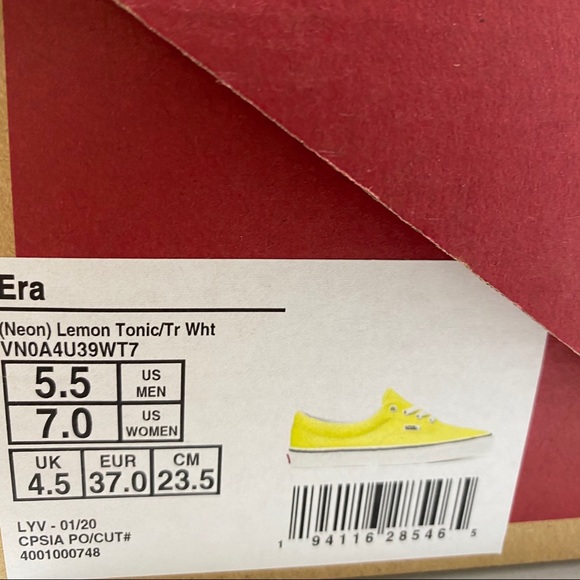 🌸 Sale 🌸 VANS Era Neon Lemon Yellow Canvas Women’s Size 7 Sneakers VN0A4U39WT7 - Picture 9 of 9